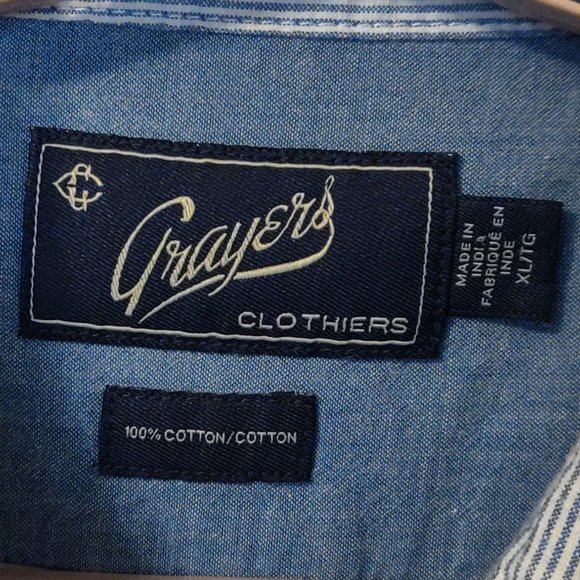 Grayers Clothiers Blue and White Pin Stripe Long Sleeve Button Down SIZE… - Picture 2 of 6